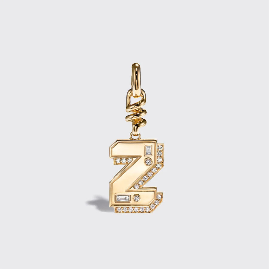YELLOW GOLD DIAMOND LETTER AND NUMBER CHARM
