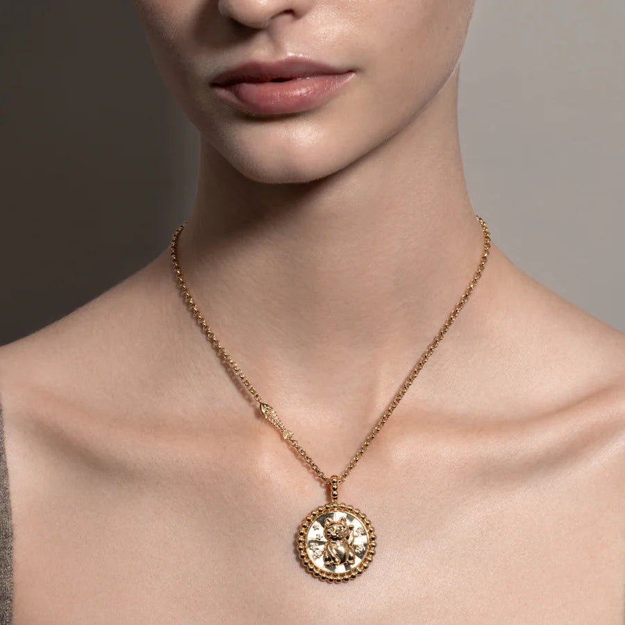 YELLOW GOLD LUCKY CAT DIAMOND CHARM