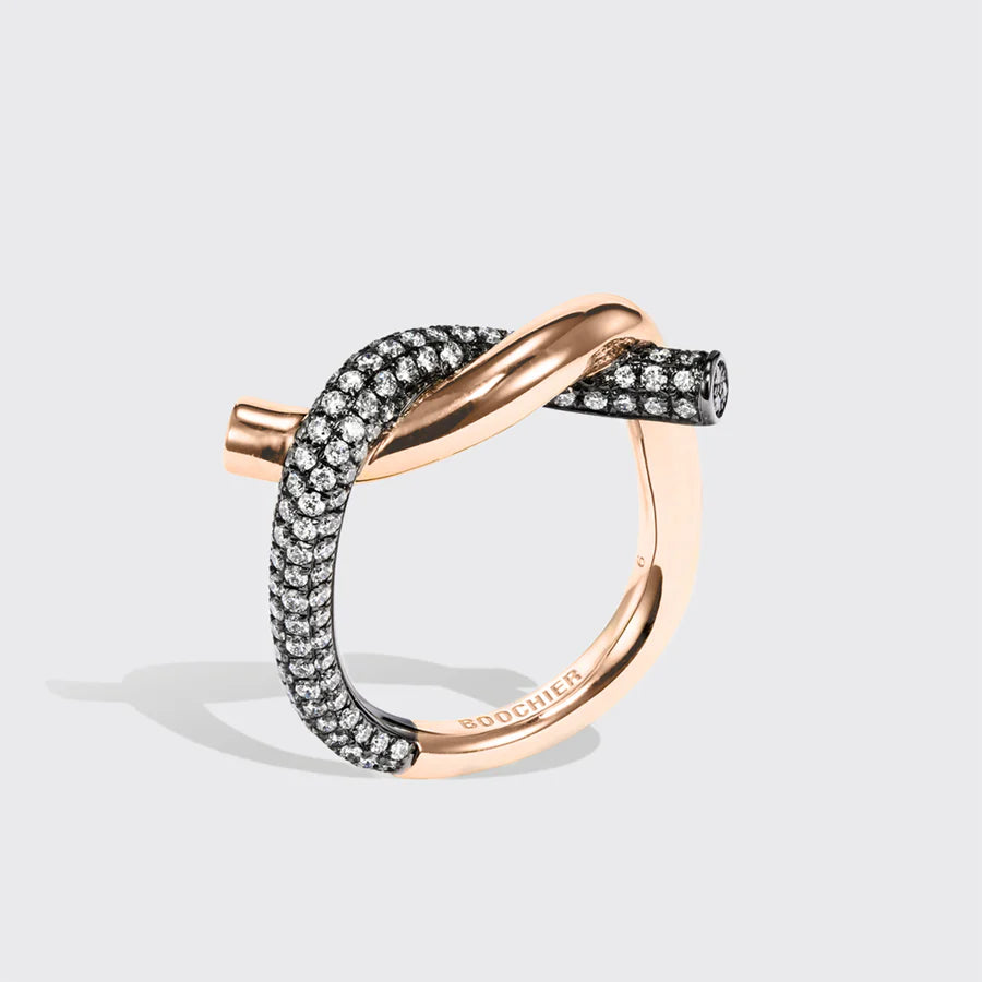 BLACK GOLD-GOLD HALF DIAMOND TIES RING