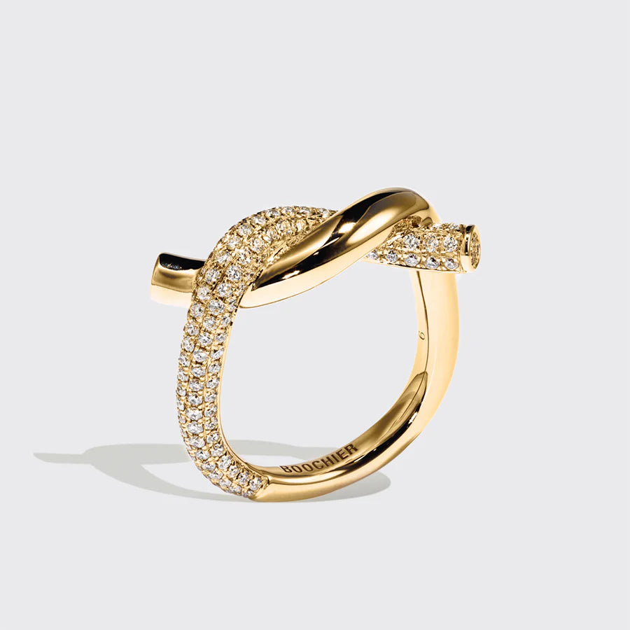GOLD HALF DIAMOND TIES RING