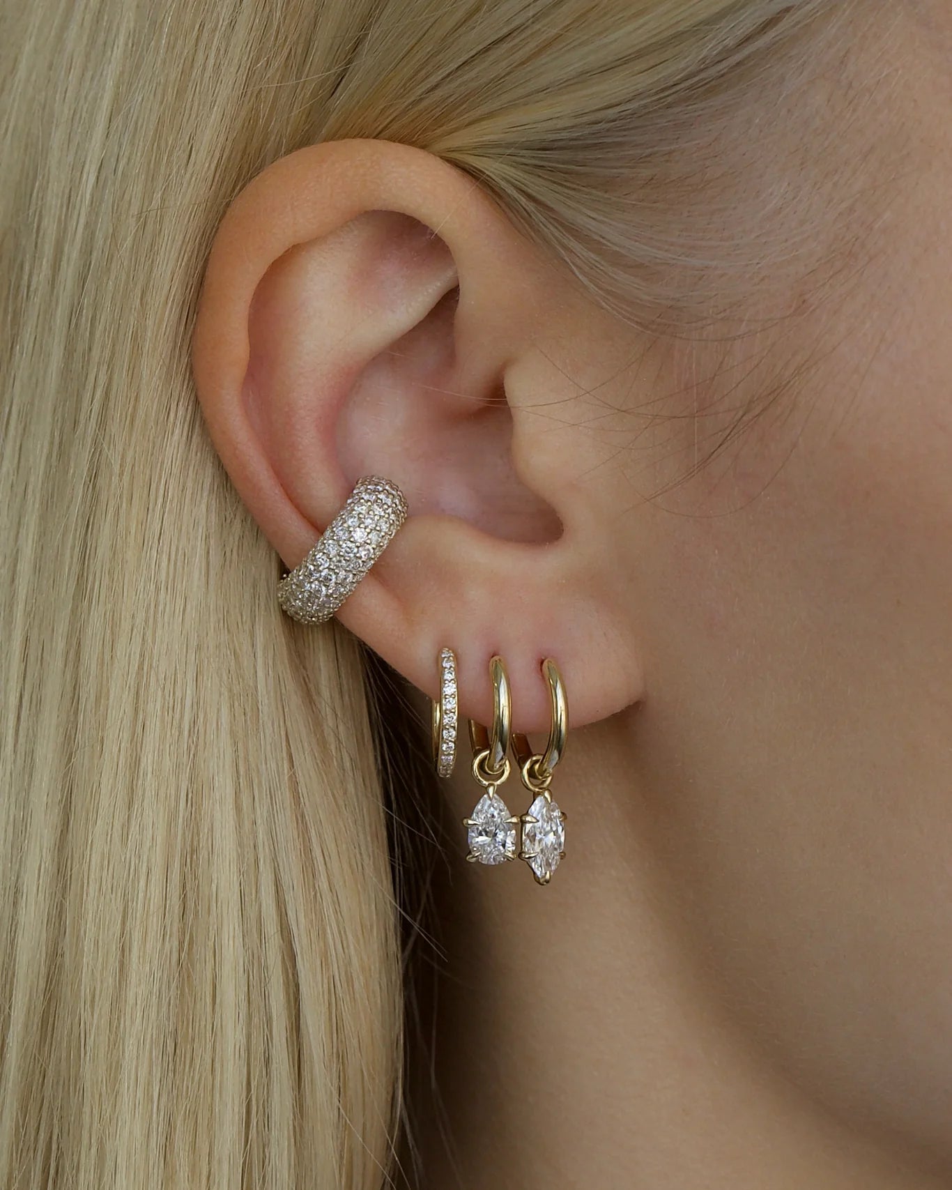 Marquise Claw Hoop Earrings