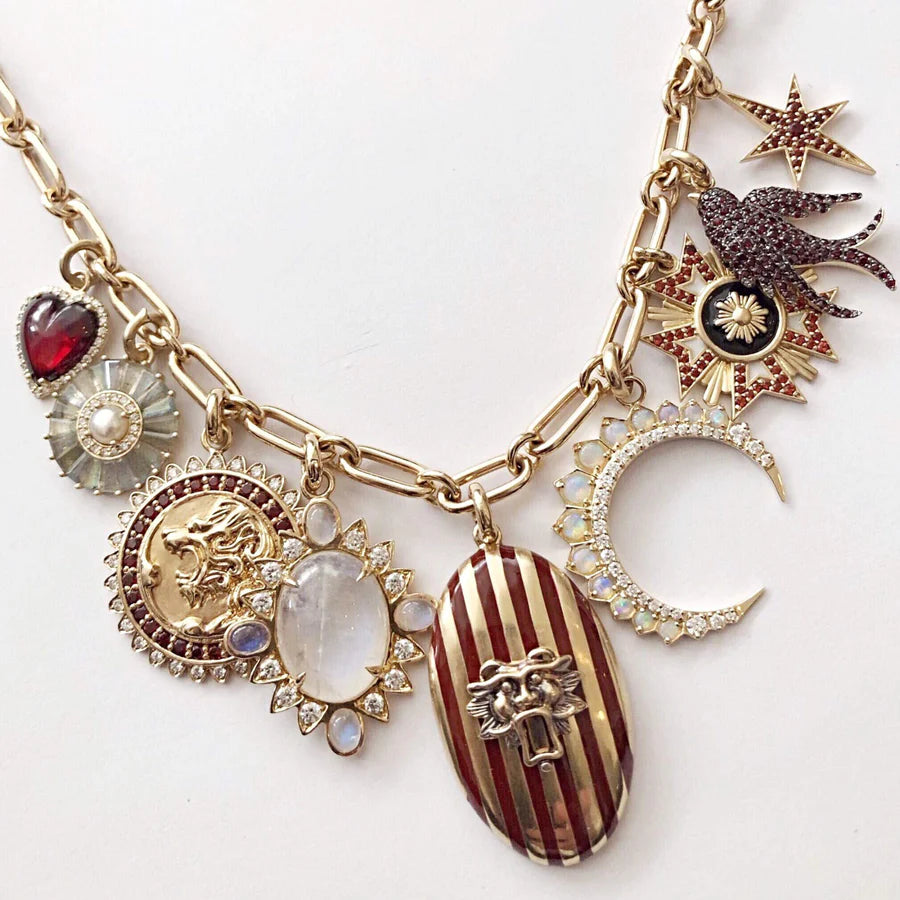 14K Gold & Red Enamel Guardian Lion Lynn Locket