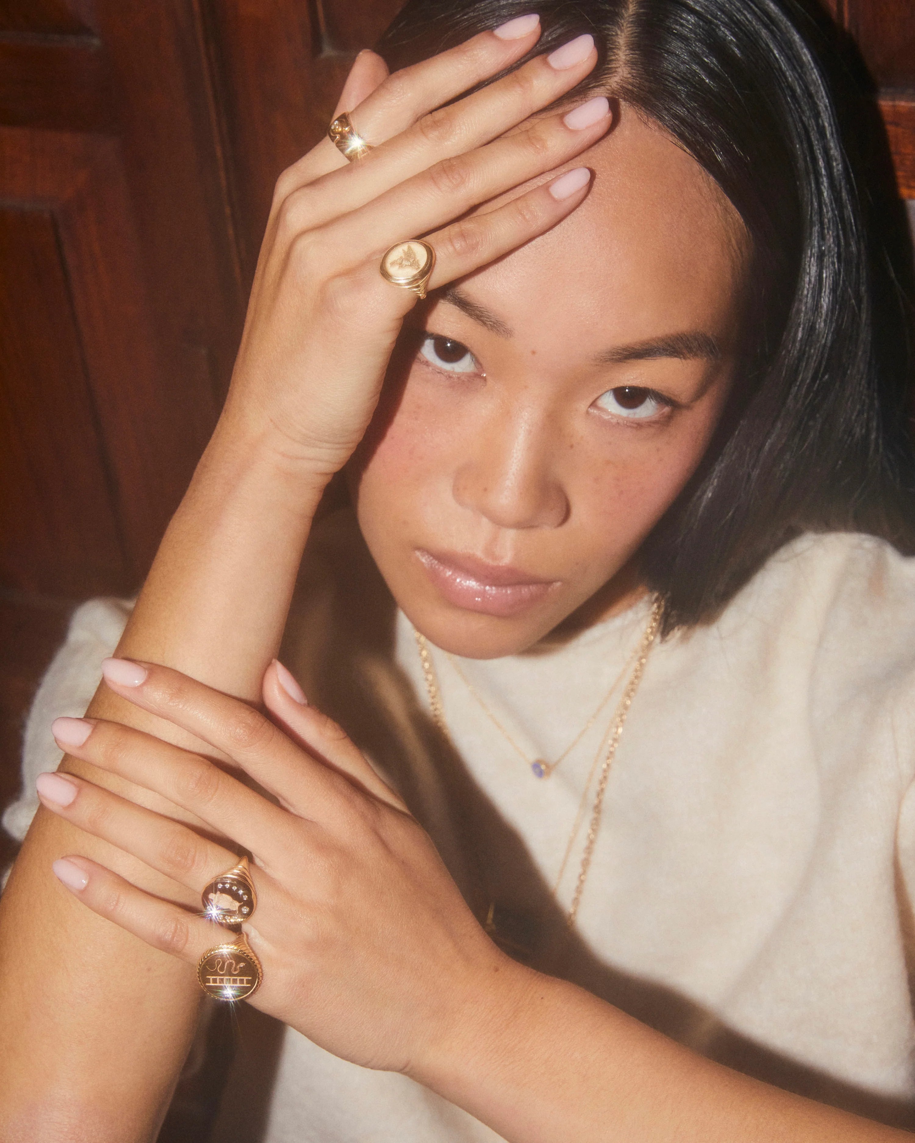 Fantasy Signet Ring with Diamonds