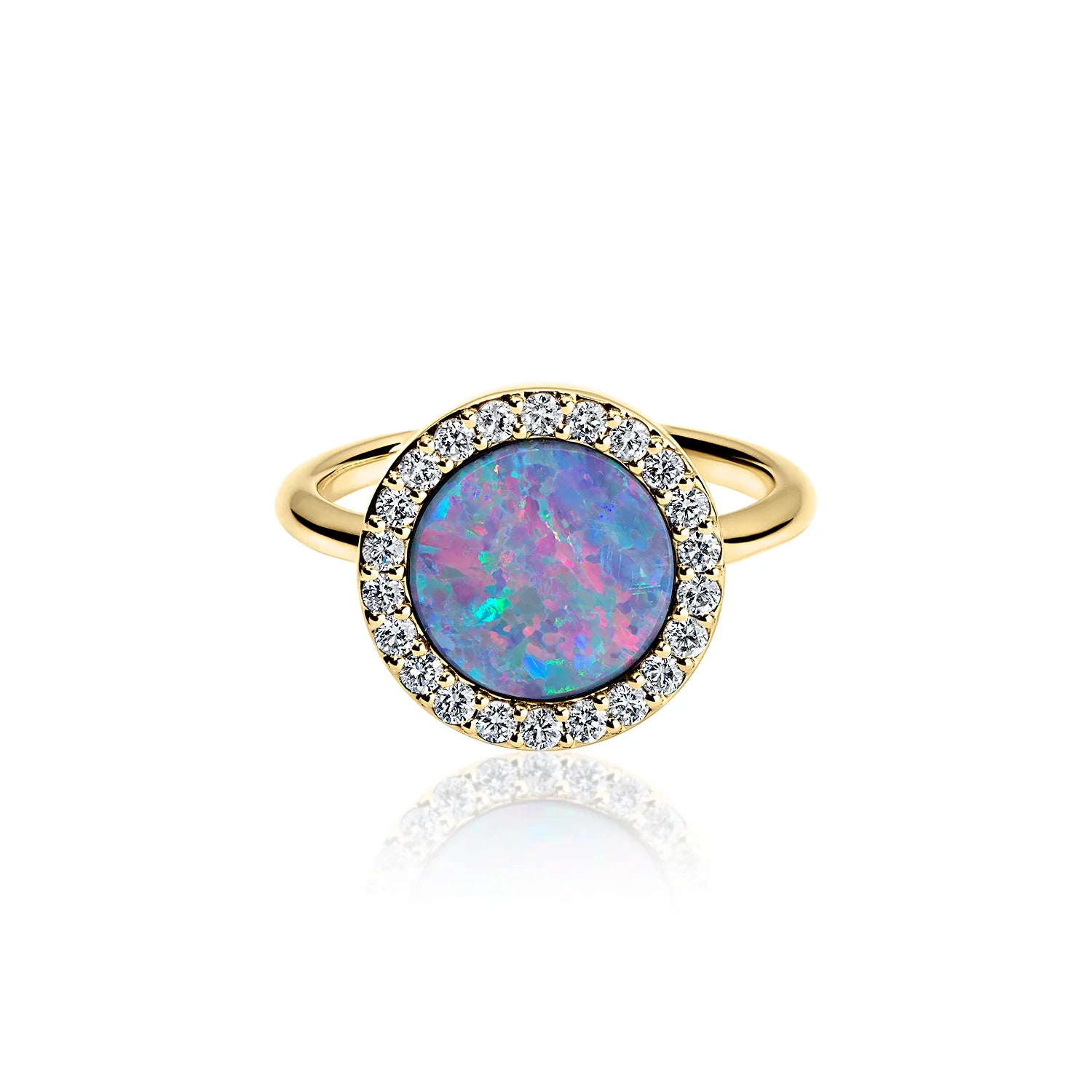 Australian Opal, Gold & Diamond Perimeter Ring