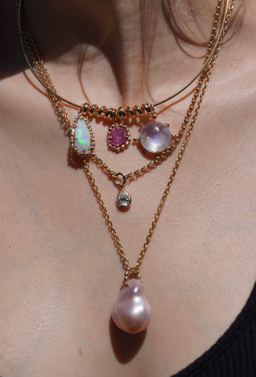 Rainbow Moonstone Burst Charm