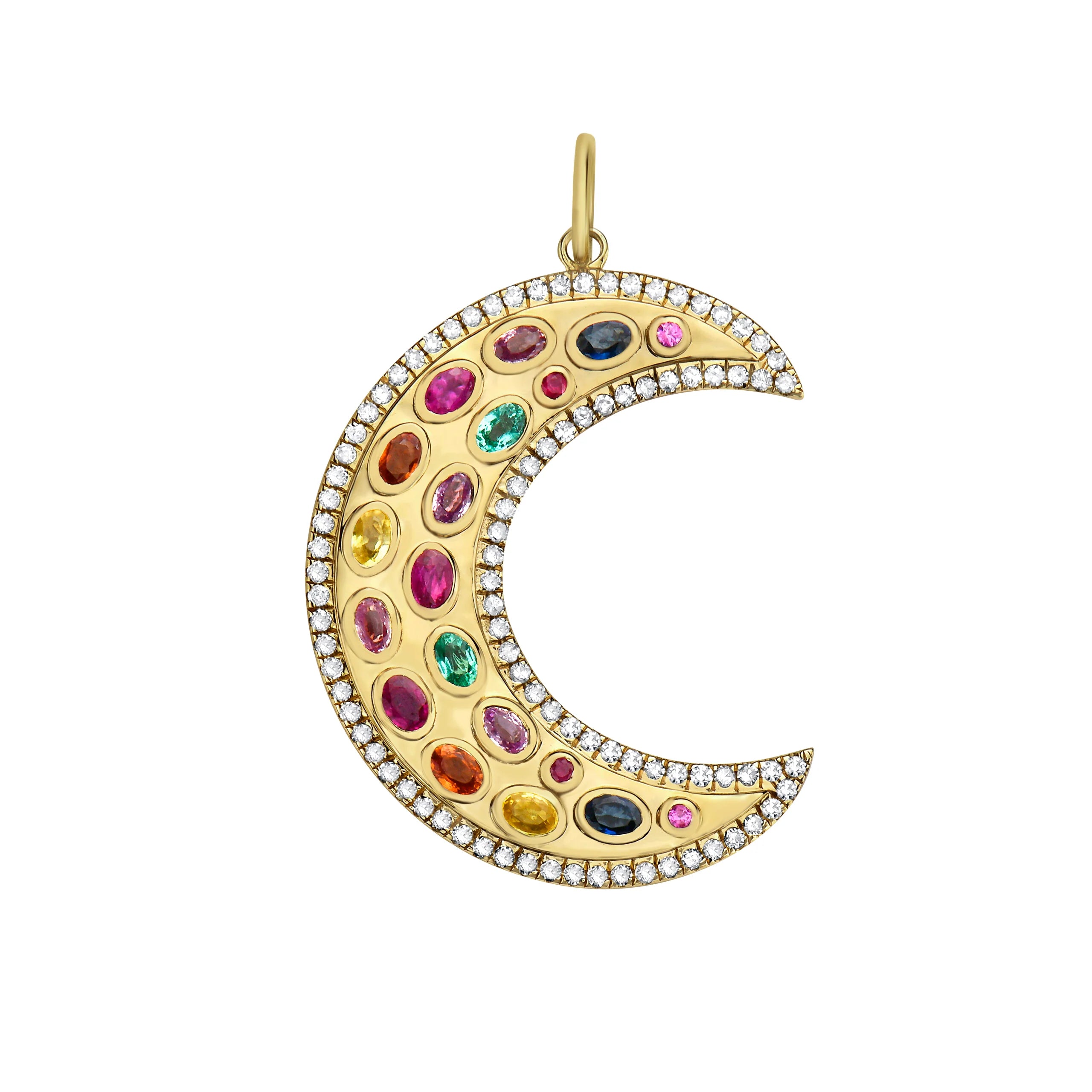 Måneskin Multi Gemstone Moon Charm