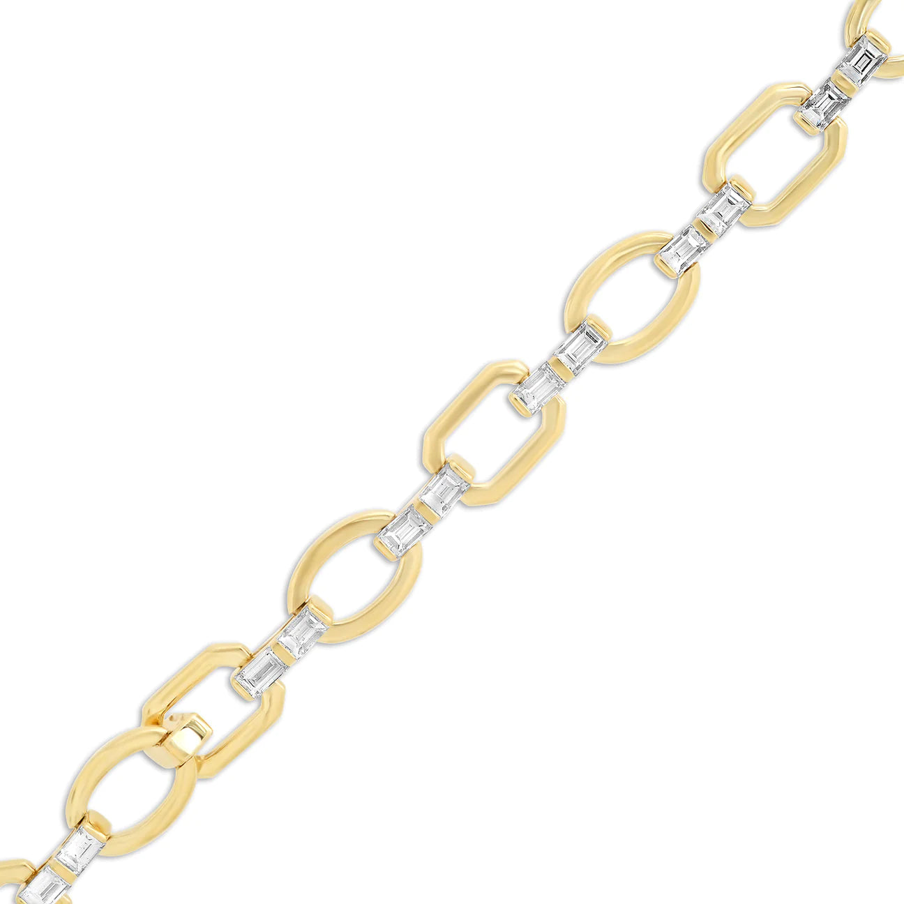 Diamond Baguette Flat Link Bracelet