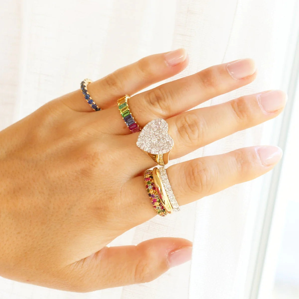 Diamond Heart Signet Ring