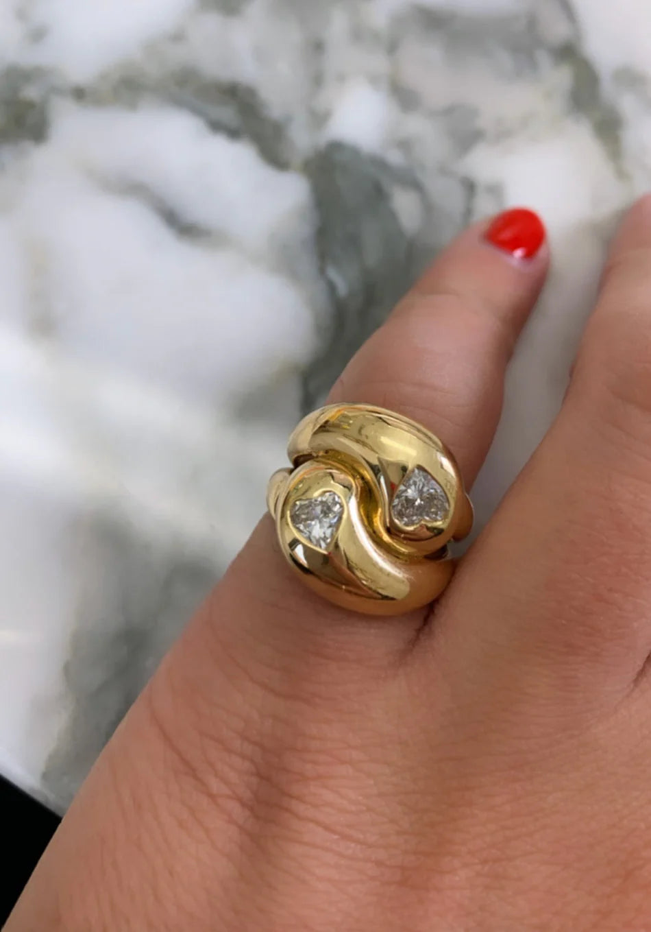 Knot Ring with 2 Diamond Pears