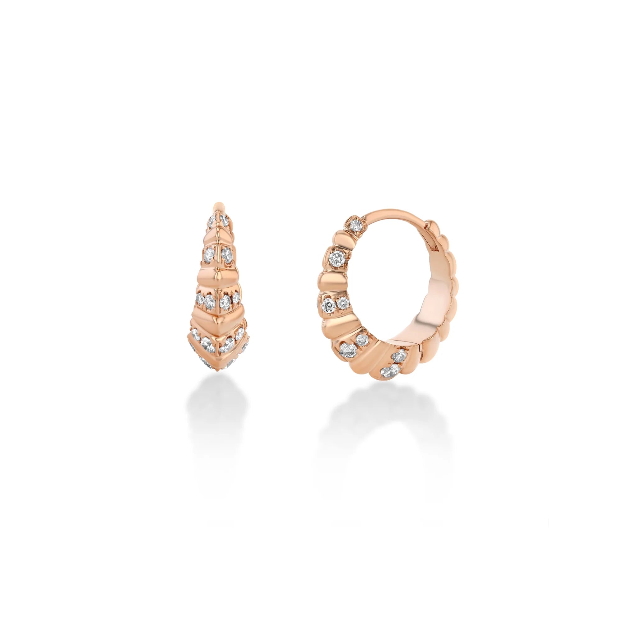 STRIPED PAVÉ MEDIUM FLUTED CRESCENT HUGGIES