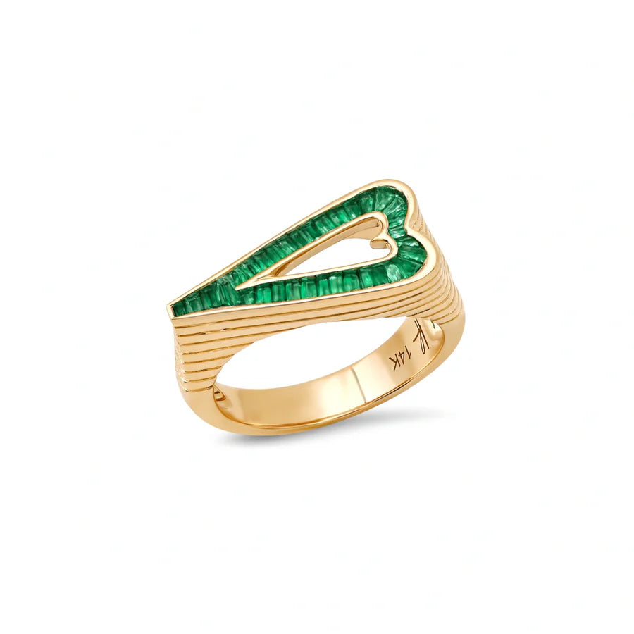Grandsize Emerald Encrusted Heart Ring