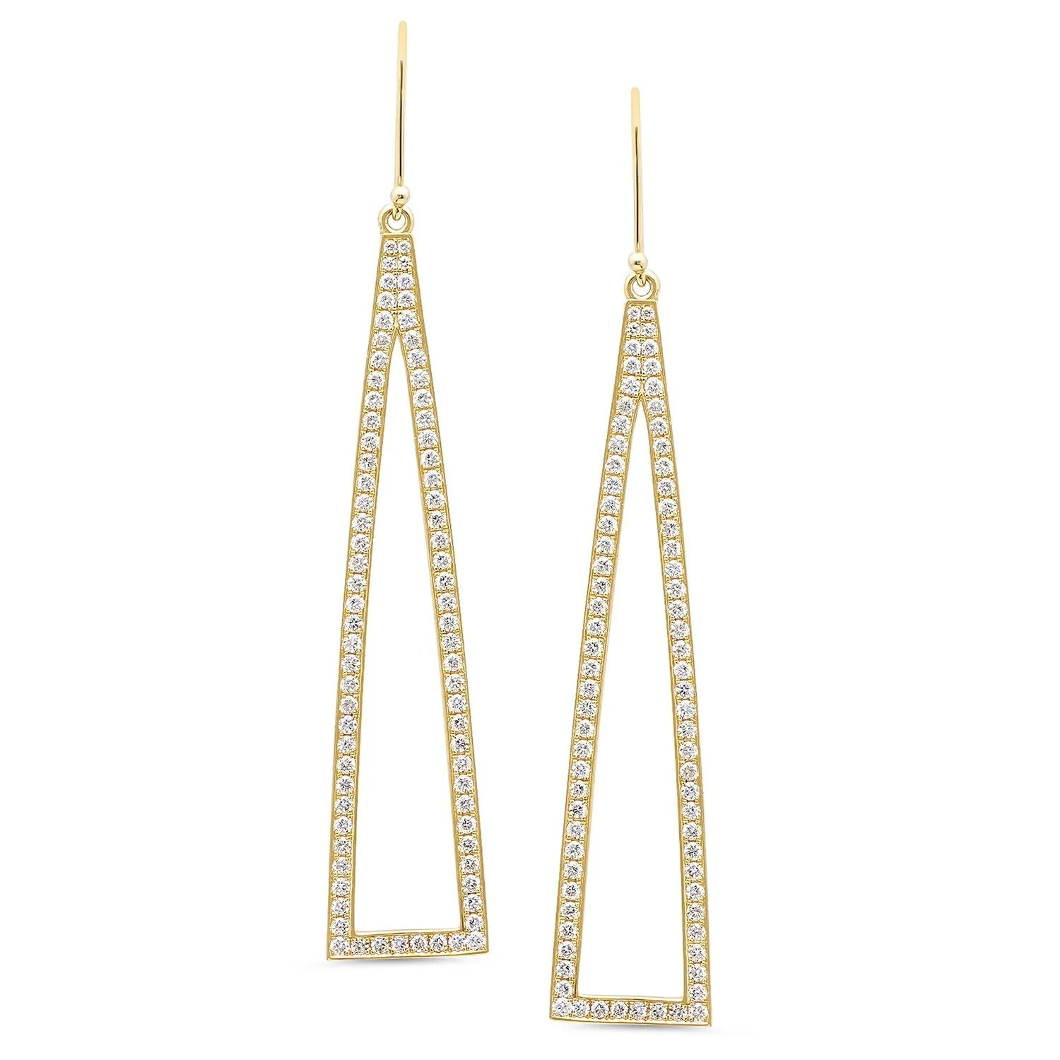 Open Triangle Dangle Earrings with Diamonds