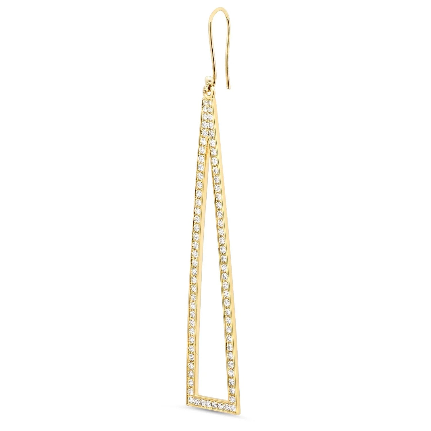 Open Triangle Dangle Earrings with Diamonds