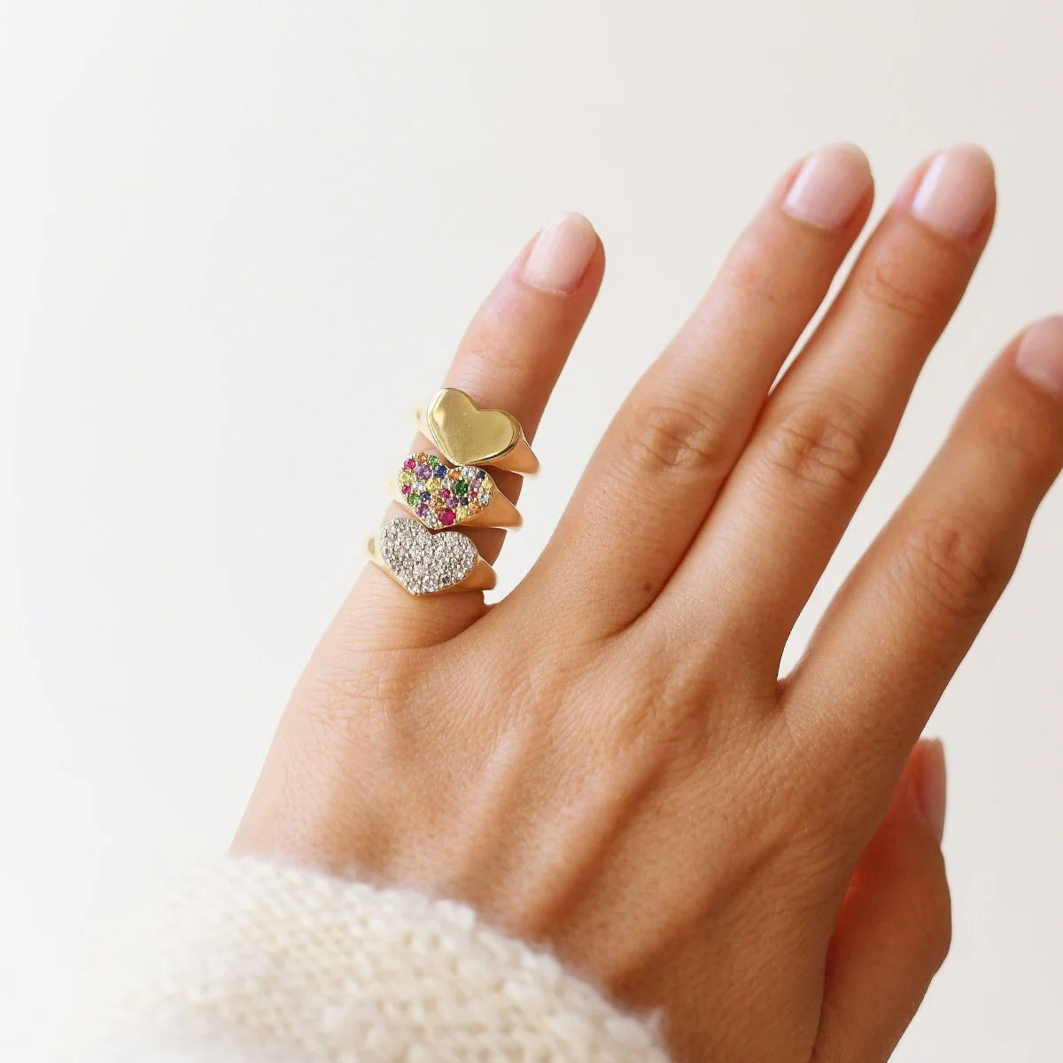 Gold Smushed Heart Pinky Ring