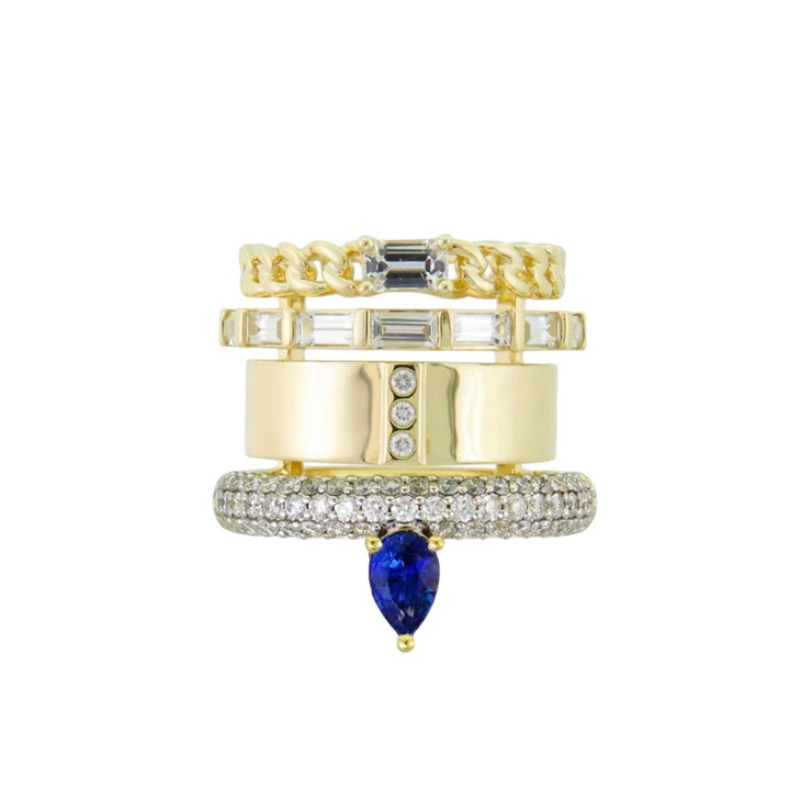 Type Stack Pave Blue Sapphire Ring