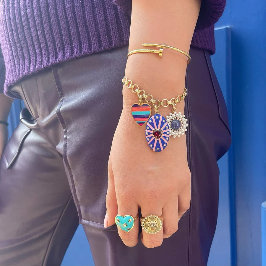 14K Gold, Blue Enamel & White Pearl Eleanor Charm