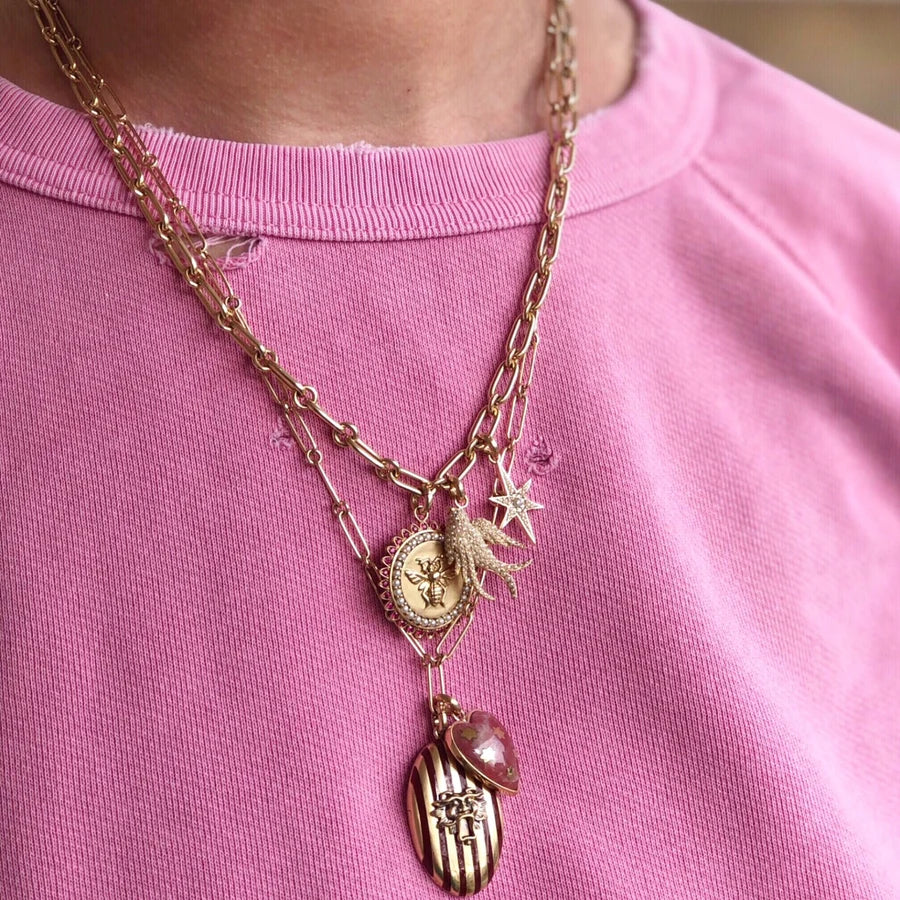 14K Gold Ruby & Pearl Millie Medallion