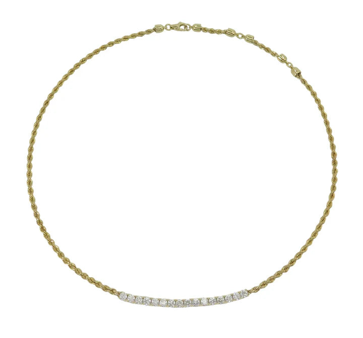Rope Chain and Diamonds Necklace