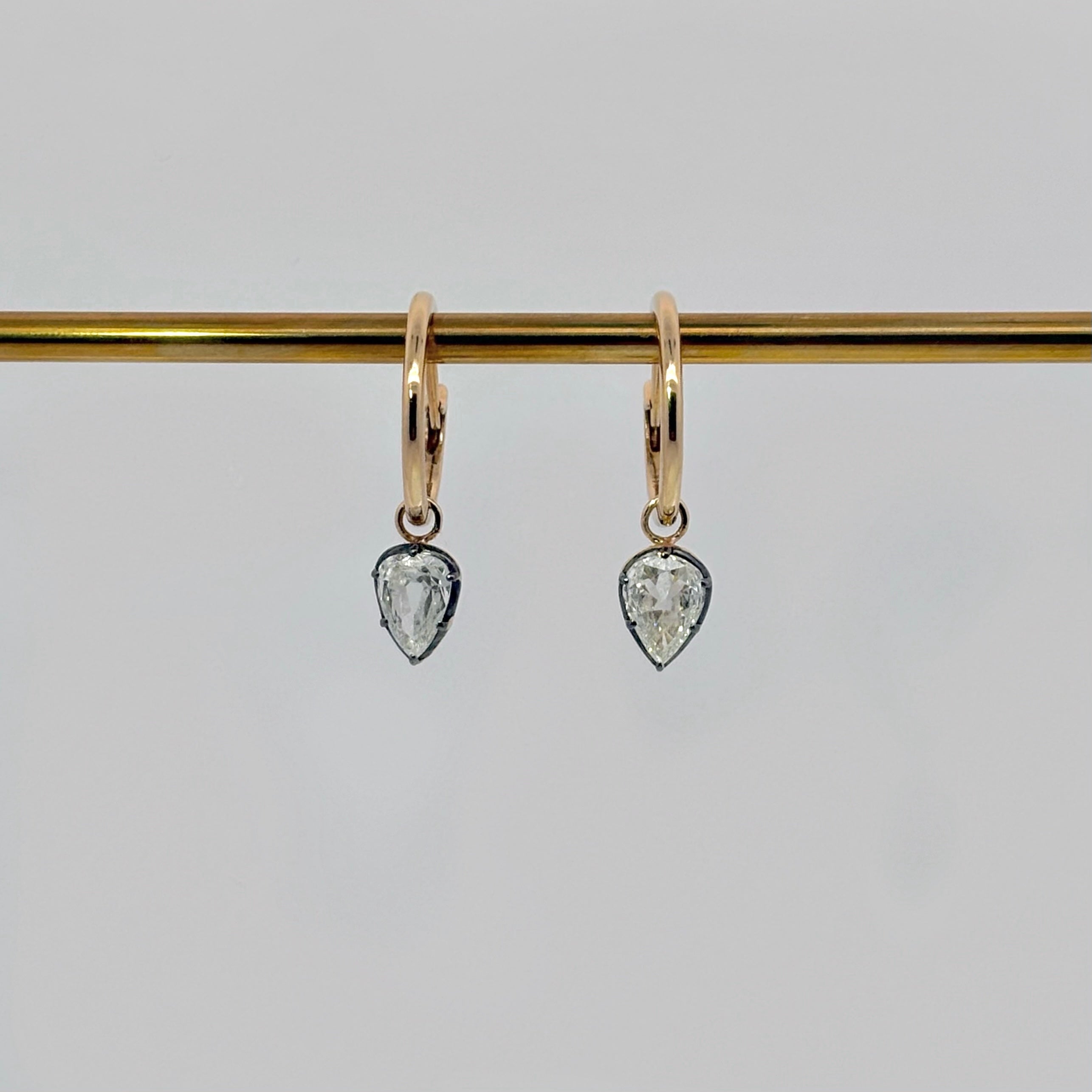 One Diamond Drop Hoops - Petite