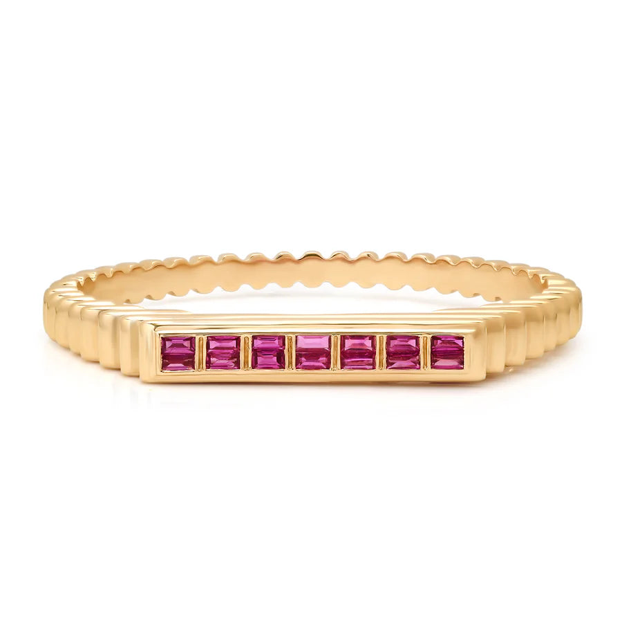 Fluted Colorblock Bangle in Pink Sapphire