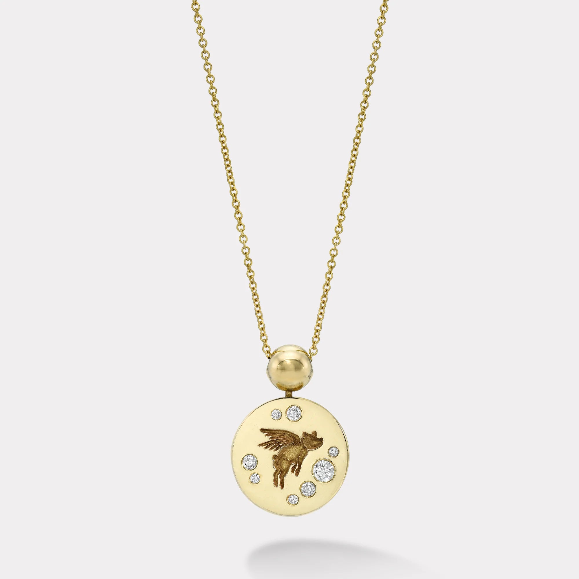 Fantasy Signet Pendant Necklace with Diamonds
