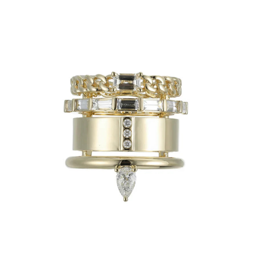 Type Stack Yellow Gold Ring
