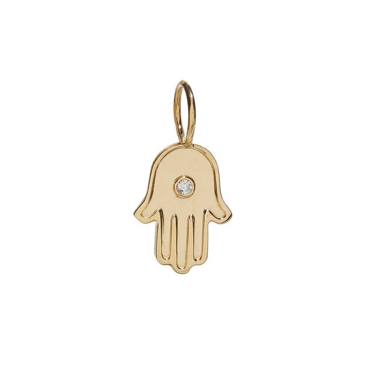 Gold & Diamond Hamsa Charm