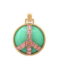 Grandsize Peace Pendant in Chrysoprase and Pink Tourmaline