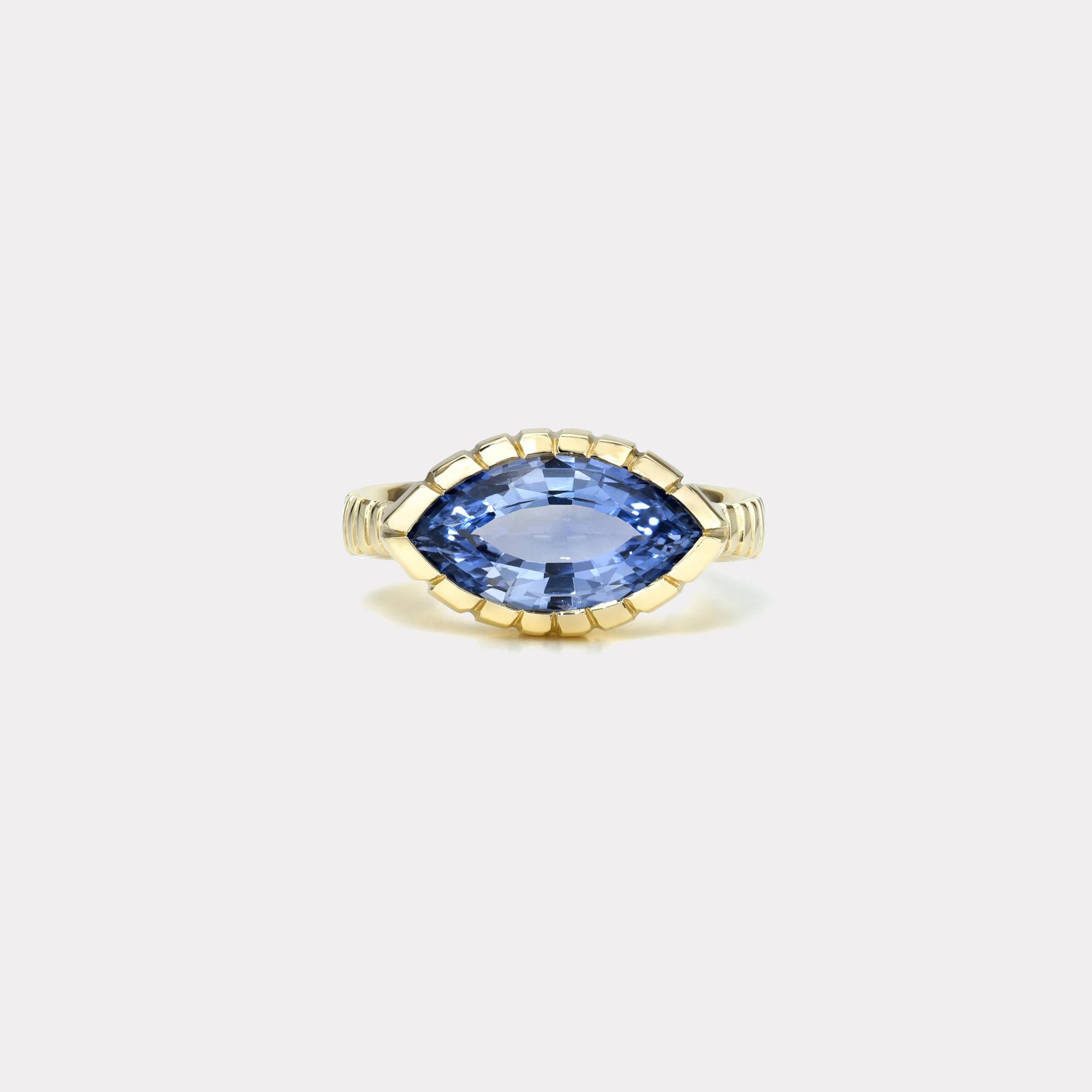 3.13ct Marquise Blue Sapphire Heirloom Bezel Ring