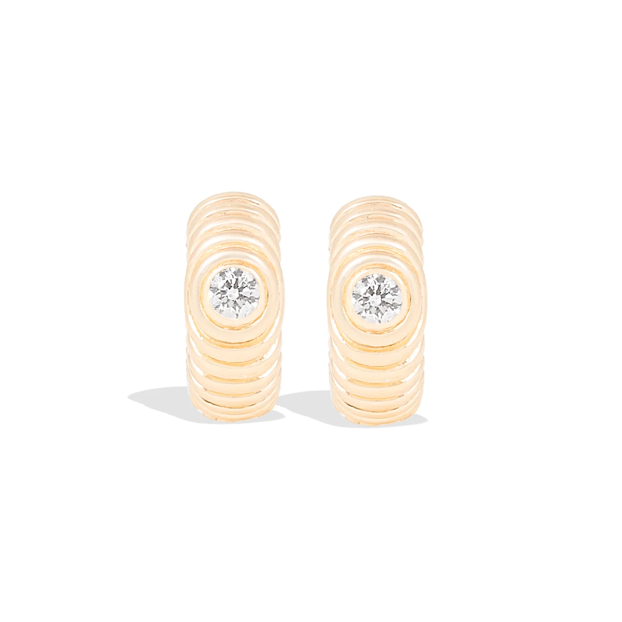 Revel Ribbed Huggie - Diamond