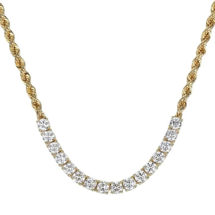 Rope Chain and Diamonds Necklace