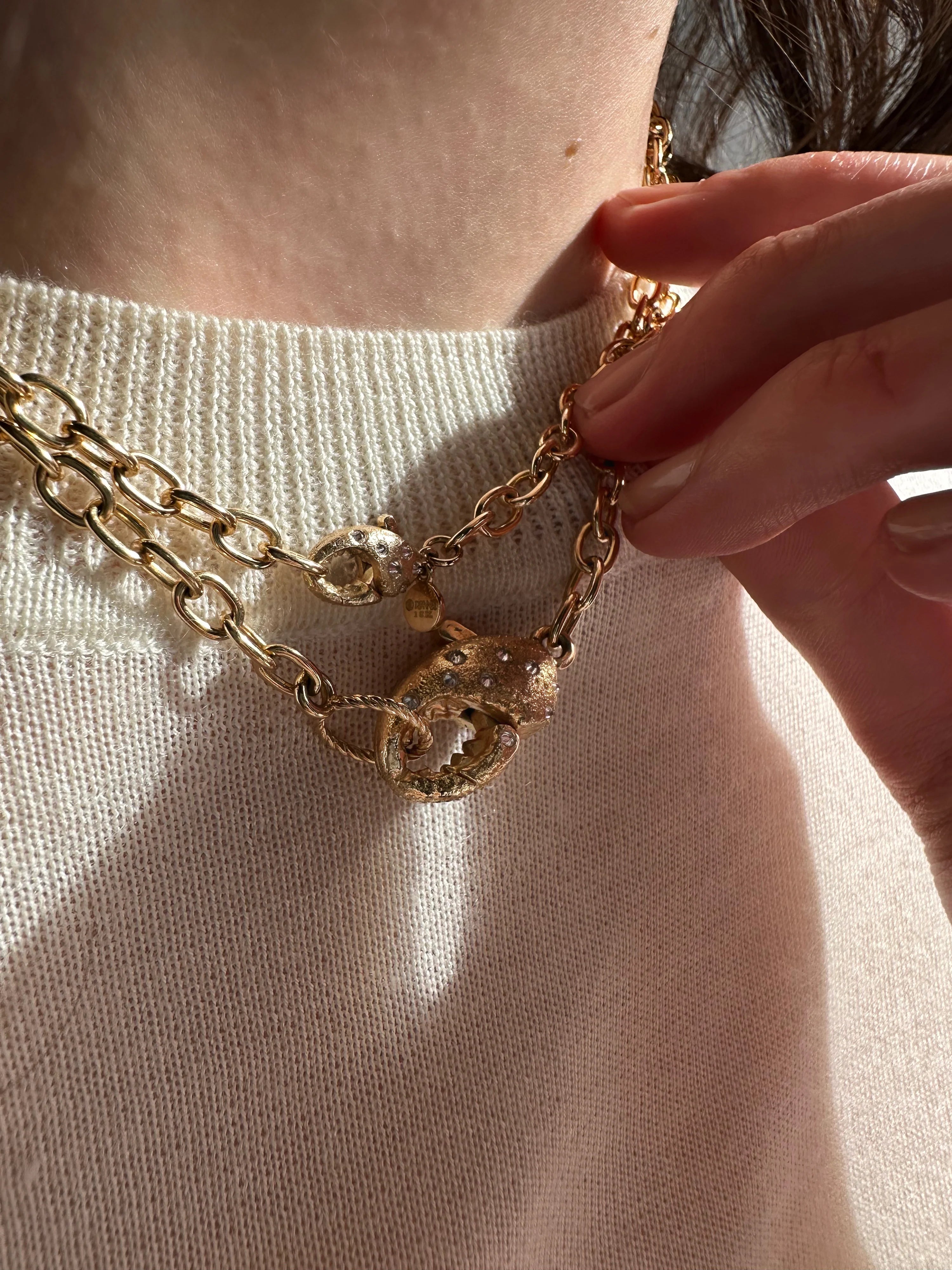 Diamond Lobster Clasp Handmade Link Necklace