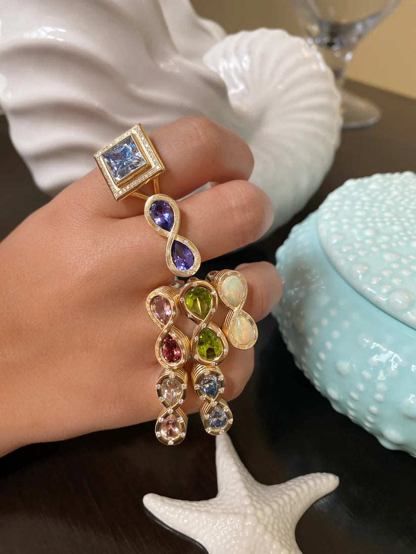 Pink Tourmaline and Diamond Infinity Ring