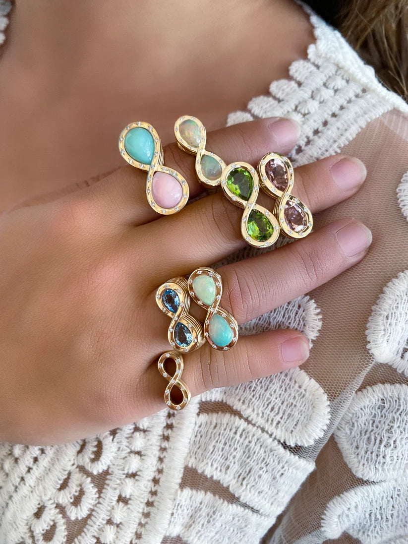 OPAL AND DIAMOND INFINITY RING