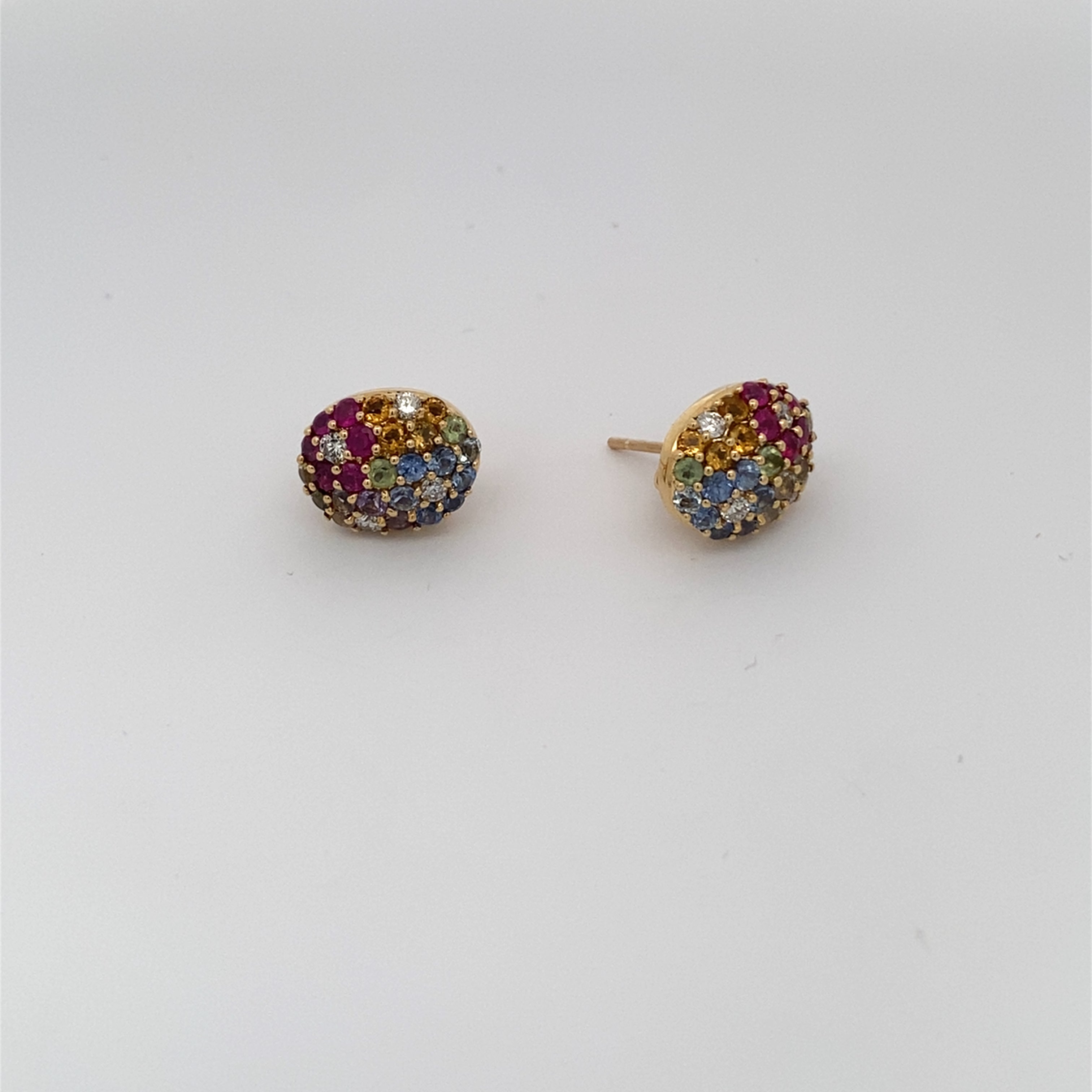 Vintage Multi-Gemstone Cluster Clip-On Earrings