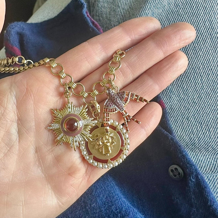 14K Gold & Garnet Evelyn Bird Charm