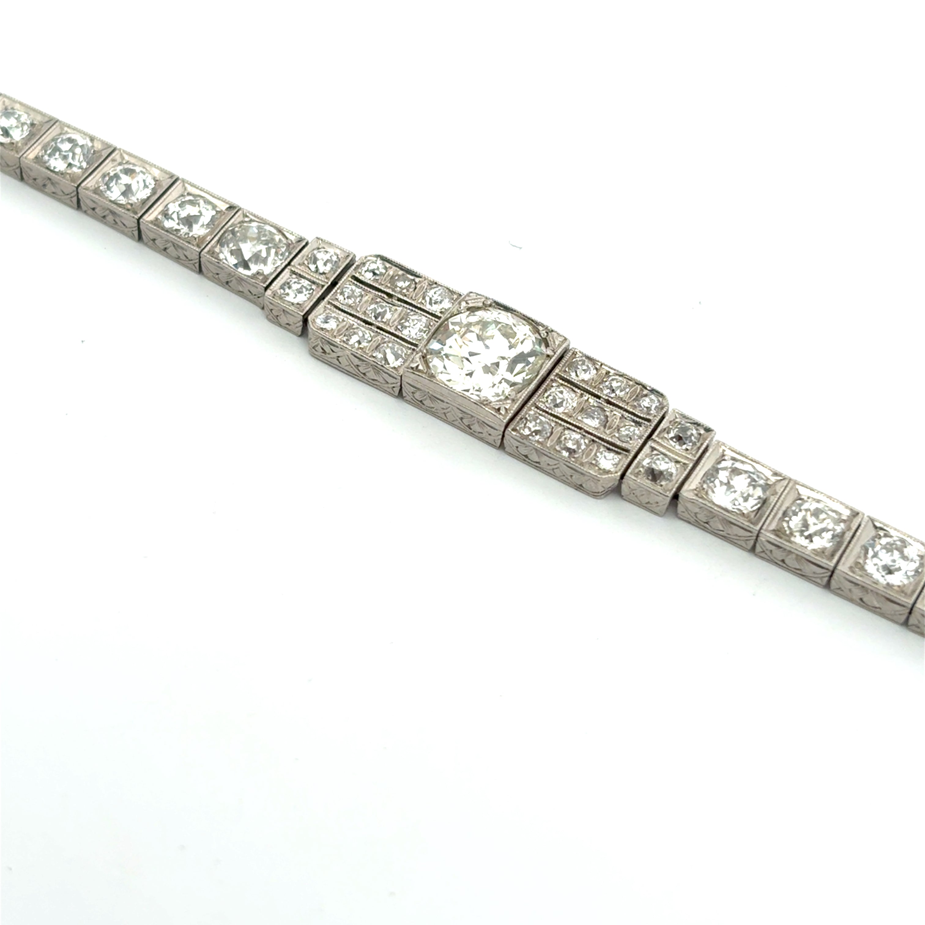 Vintage Art deco Old Euro Center Diamond Bracelet