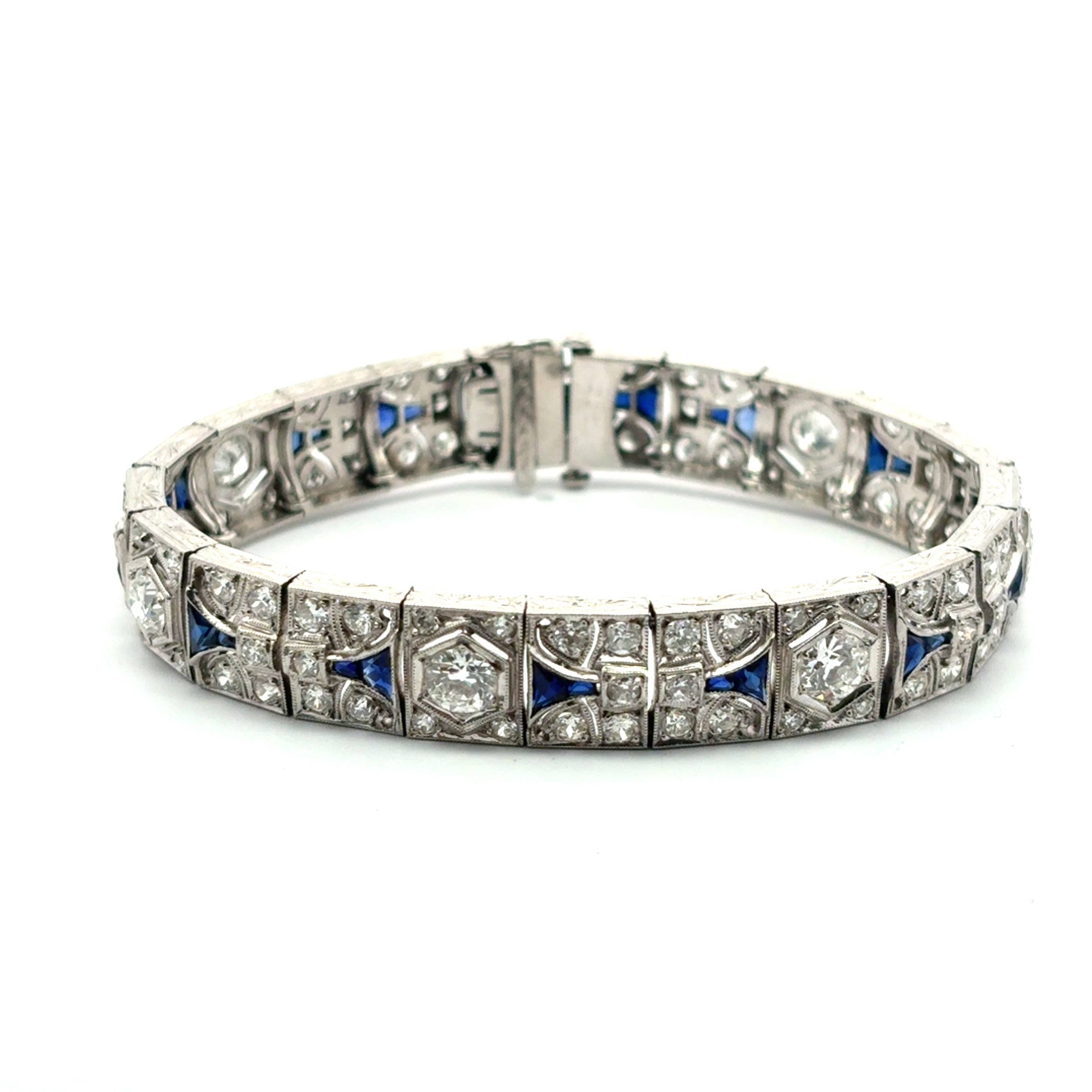 Vintage Original Art Deco Diamond and Sapphire Bracelet