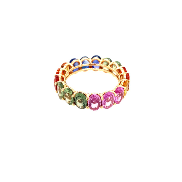 Rainbow Multi Sapphire Oval Eternity Ring