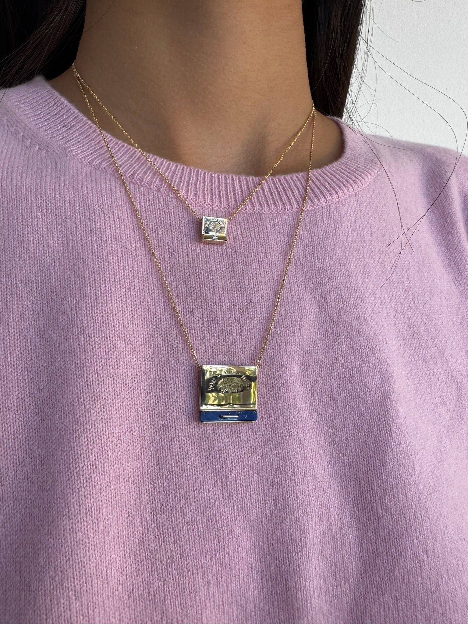 Petite Matchbook Pendant with .05ct Baguette Diamond