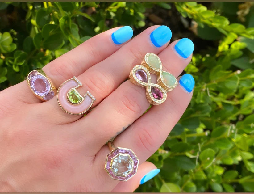 Pink Tourmaline and Diamond Infinity Ring