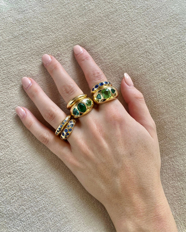 MIXED CUT CHUNKY NOMAD RING Green