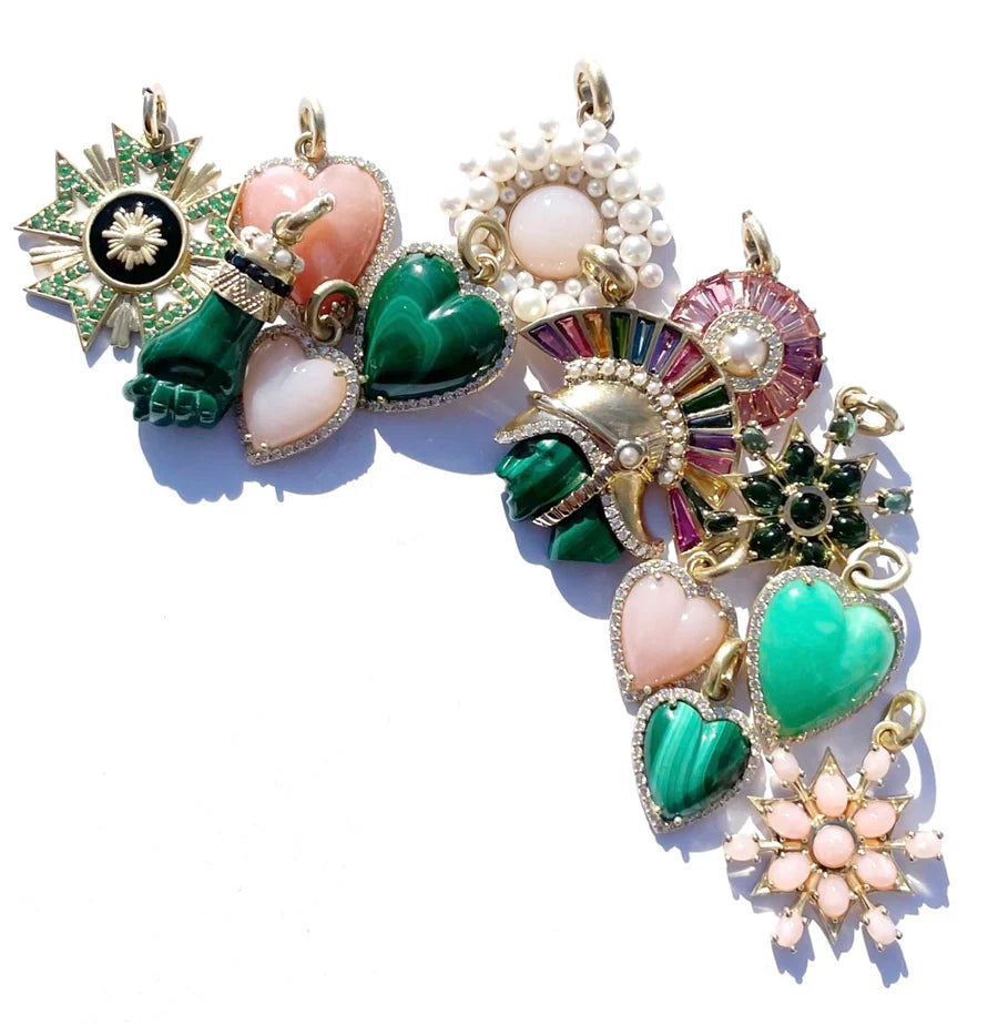 14K Gold Emerald & Enamel Florence Charm