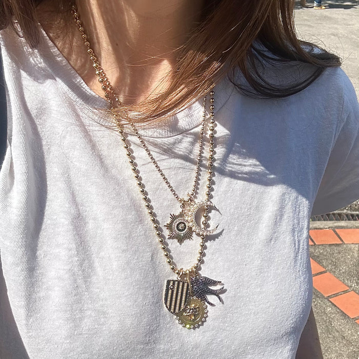 14K Gold & Black Diamond Birdie Charm