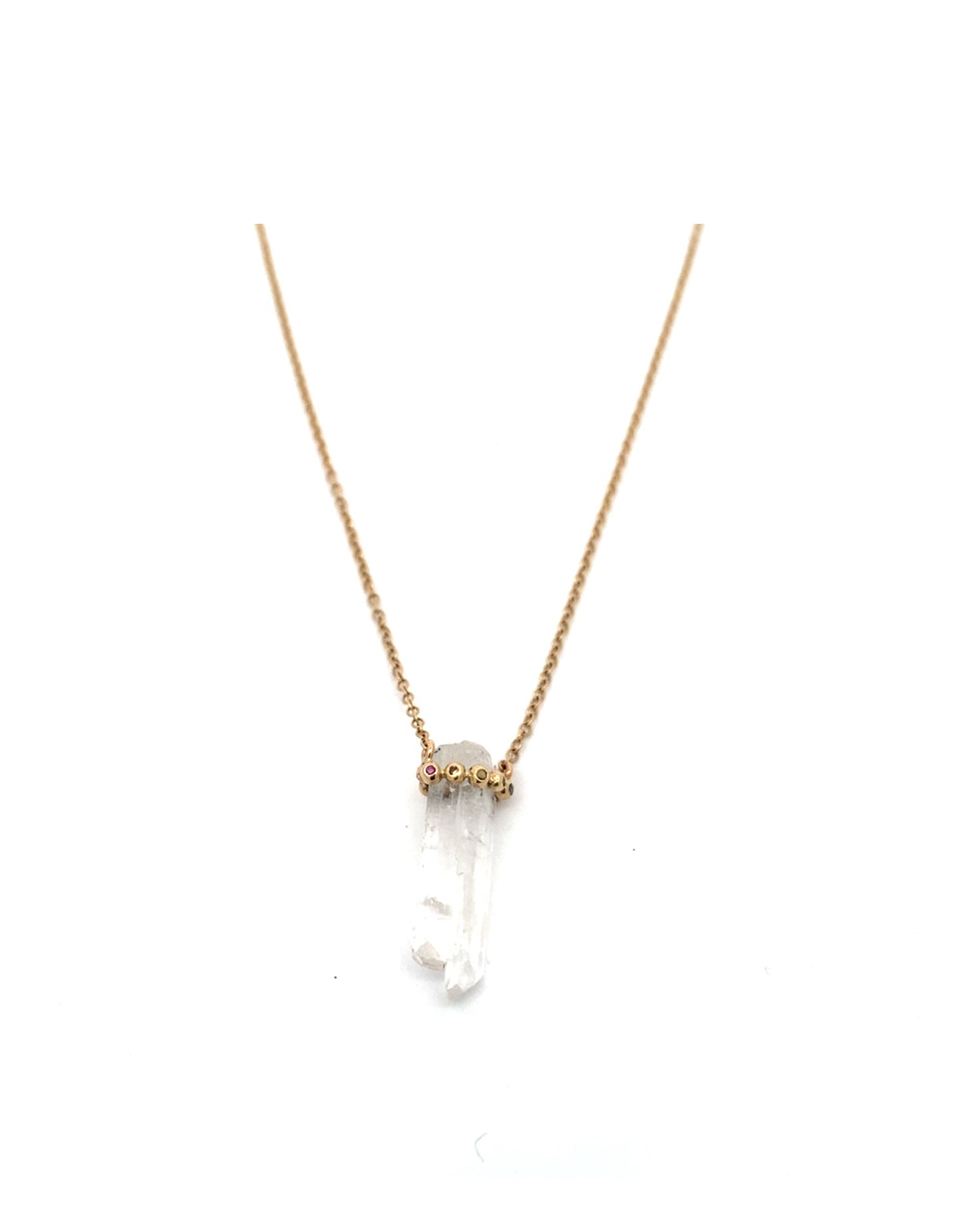 One of a kind danburite crystal rainbow necklace