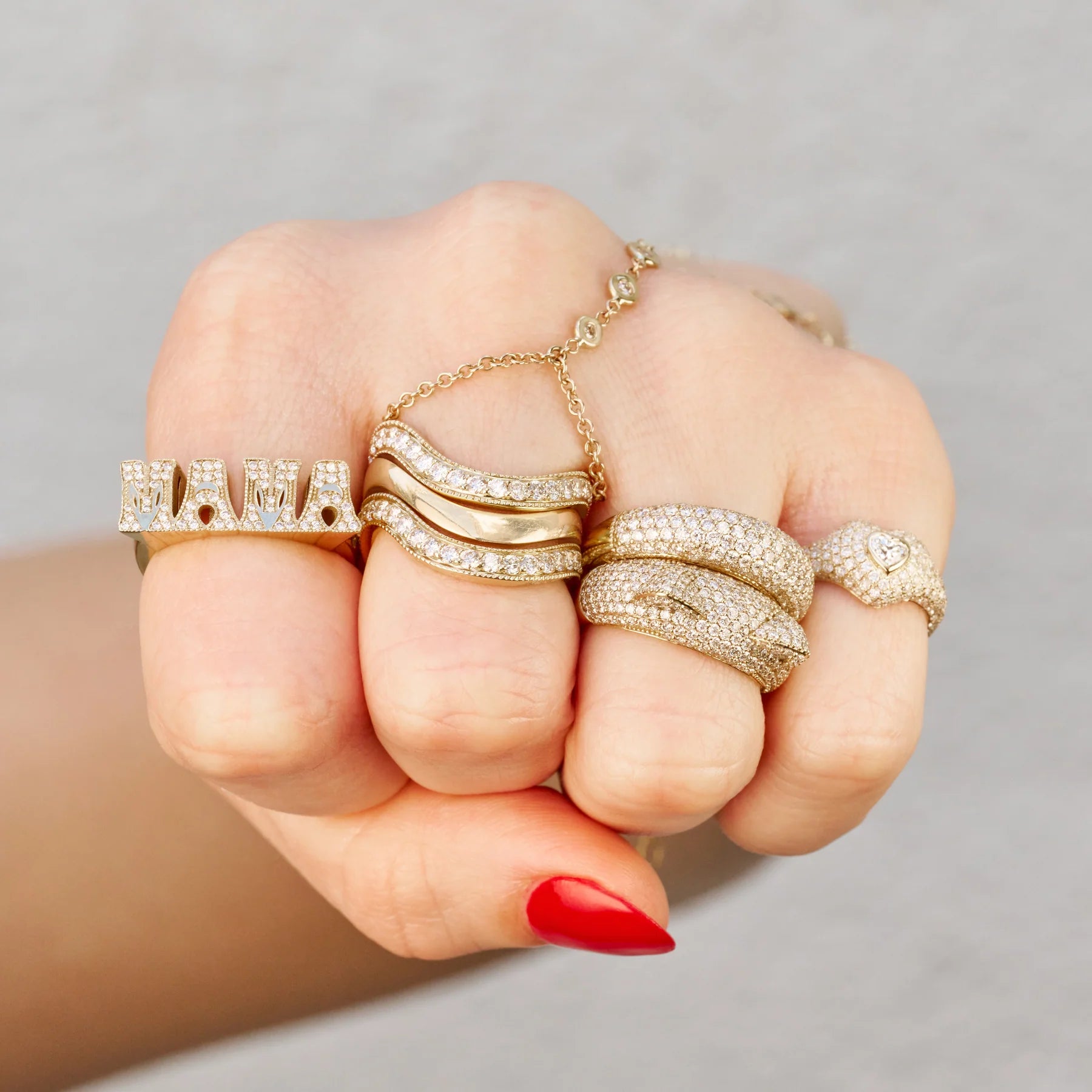 Large Heart Diamond Pave Signet Ring