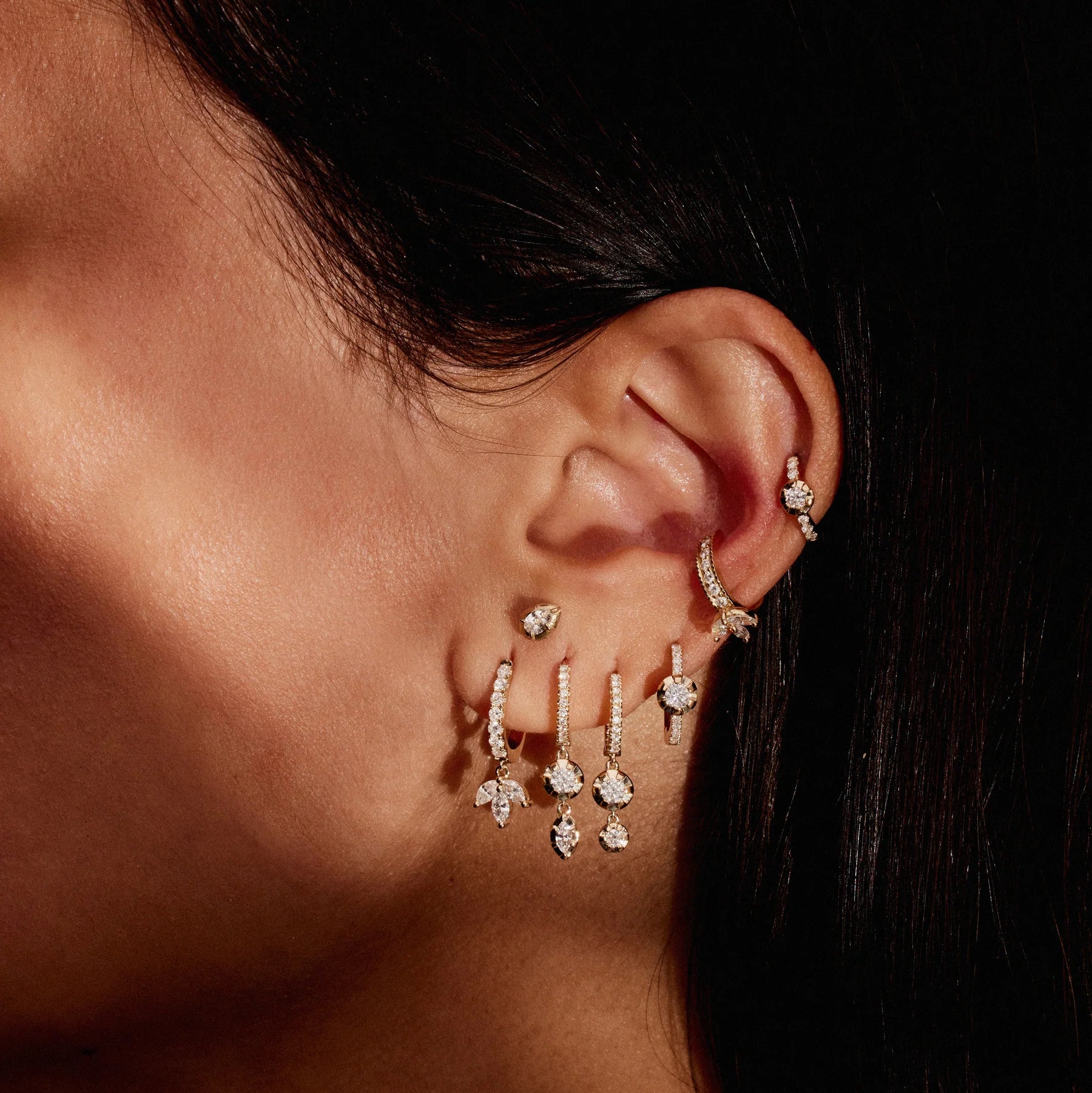 SMALL SINGLE SOPHIA DIAMOND PAVE MINI HOOP