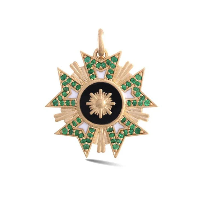 14K Gold Emerald & Enamel Florence Charm
