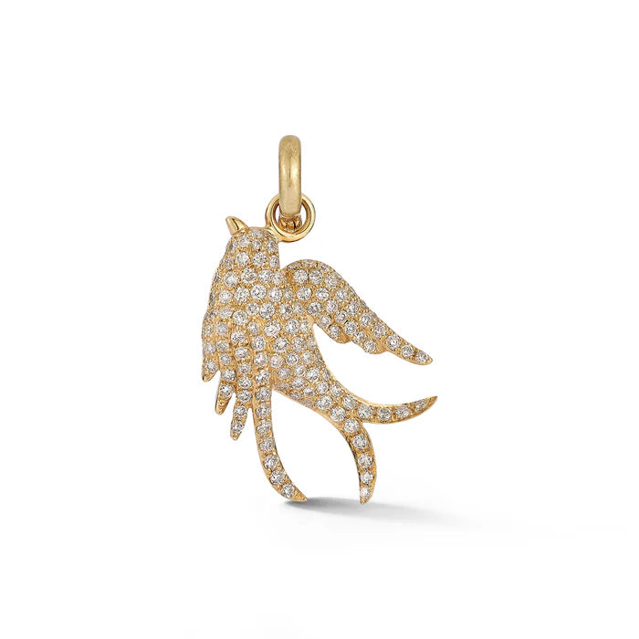 14K Gold & White Diamond Birdie Charm