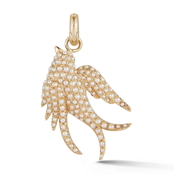 14K Gold & Pearl Birdie Charm
